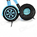 DICSONG DJ-980 Folding Headband Headphones - Black + Light Blue (3.5mm Plug / 1.6m)