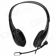 VOICEAO VA-5100MV Stereo Headband Headphones - Black + White (3.5mm Plug / 2.15m-Cable)