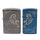 JIN JIAN 4846 Stylish Lover's Oil Lighters - Tarnish + Blue (2 PCS)