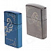 JIN JIAN 4846 Stylish Lover's Oil Lighters - Tarnish + Blue (2 PCS)