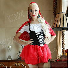 Halloween Universal Maid Role Play Costume Suit - Red + White + Black