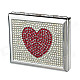 Heart Style Clamshell Double-Sided Rhinestone Studded Aluminium Alloy Cigarette Case - Sliver + Red