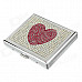 Heart Style Clamshell Double-Sided Rhinestone Studded Aluminium Alloy Cigarette Case - Sliver + Red