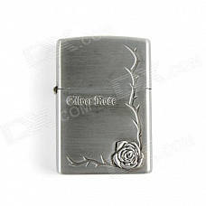 Noble Rose Relievo Kerosene Lighter - Silver