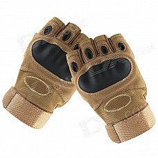 Fashionable Outdoor Cycling Half-finger Motorcycle PU Gloves - Sandy (Pair / L)