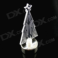 PZCD MY-10 RGB LED Candle Style Colorful Mini Desktop Christmas Tree Lamp - Transparent + Silver