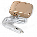 1-to-3 Triple-USB Car Cigarette Lighter Power Adapter Converter w/ Independent Switch - Golden