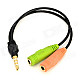 3.5mm Male to 2-3.5mm Female Audio Connection Cable - Black + Orange + Green (19cm)