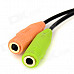 3.5mm Male to 2-3.5mm Female Audio Connection Cable - Black + Orange + Green (19cm)