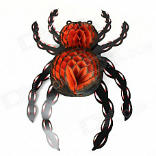 Halloween Paper Spider Ceiling / Wall Hanging Decoration - Orange + Black