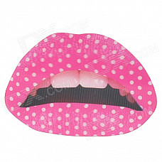 3D Sexy Dot Lip Style Car Decoration Sticker - Pink + White