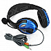 OVANN OV-T900 3.5mm Wired Headband Stereo Headphones w/ Microphone - Black + Blue