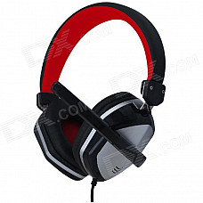 VYKON ME888 Multifunctional USB 2.0 Wired Headband Headphone w/ Microphone - Black + Silver + Red