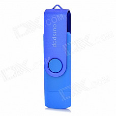 Ourspop SJ-20 Rotary USB 2.0 Flash Disk w/ Micro USB - Blue (64GB)