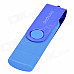 Ourspop SJ-20 Rotary USB 2.0 Flash Disk w/ Micro USB - Blue (64GB)