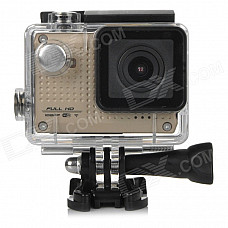 S30W Water Resistant 1.5" TFT CCD 1080P HD 150' Wide-Angle Sports Camcorder w/ Wi-Fi - Gold + Black