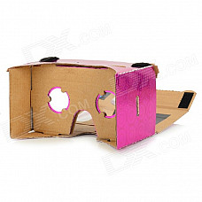 DIY Google Cardboard Virtual Reality 3D Glasses w/ NFC for 4~7" Cell Phone - Deep Pink