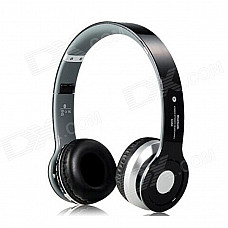 Foldable On-ear Wireless Stereo Bluetooth Headphones Supports MP3, FM & TF Card Reader - Black