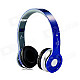 Foldable On-ear Wireless Stereo Bluetooth Headphones Headset Supports FM & TF Card Reader - Blue