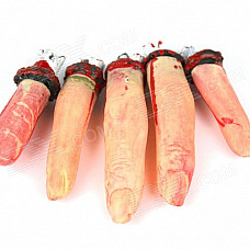 Halloween Silicone Scary Fake Finger - Incarnadine + White + Multi-Color (5 PCS)