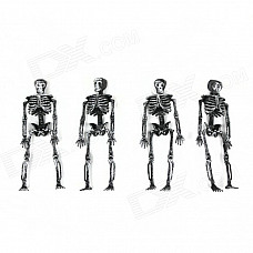 Halloween Plastic Skeleton Frame Hanging Decoration - Silver Black (4 PCS)