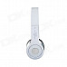 Foldable On-ear Wireless Stereo Bluetooth Headphones w/ MP3, FM & TF Card Reader - White + Silver