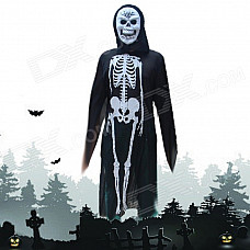 Halloween Costumes Scary Skull Mask + Skeleton Patterned Coat Set - Black + Beige