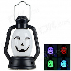 Halloween Funny Face Shaped Hand Lamp - White + Black (3 x AG13)