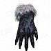 Halloween Costume Fancy Ball Props Horrible Furry Wolf Hands Style Gloves - Black (Pair)