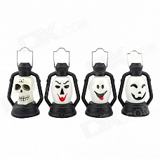 Halloween Little Colorful Ghost Head Portable Lamp - White + Black (4 PCS)