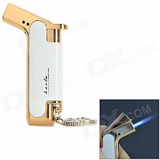 Creative Windproof Blue Flame Zinc Alloy Butane Lighter - Golden + White