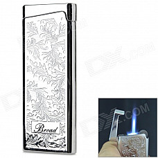 Creative Treasure Flower Pattern Windproof Blue Flame Butane Lighter - Silver