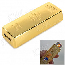 USB Rechargeable Zinc Alloy Electronic Cigarette Lighter - Golden