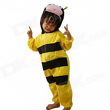 Animal Bee Style Plush Coverall Suit for Halloween - Yellow + Pink
