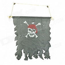 Halloween's Decorative Linen Pirate Flag - Grey