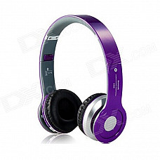 S450 Foldable Wireless Stereo Bluetooth V2.1 + EDR Headband Headphone w/ FM / TF / Mic. - Purple