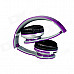 S450 Foldable Wireless Stereo Bluetooth V2.1 + EDR Headband Headphone w/ FM / TF / Mic. - Purple