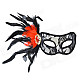Gem & Feather Decorated Mysterious & Sexy Woman Lace Masquerade Mask - Black