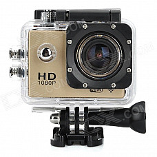 S50W 1080P 1.5" LTPS Wide Angle 12MP Wi-Fi HD Waterproof Sport Camera Camcorder - Gold + Black