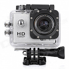 S50W 1080P 1.5" LTPS Wide Angle 12MP Wi-Fi HD Waterproof Sport Camera Camcorder - Silver + Black