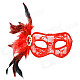 Stylish Sexy Crystal + Feather Decorated Lace Mask for Women - Red