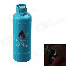 Fashion Gas-Jar Shaped Zinc Alloy Windproof Butane Lighter - Blue