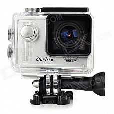 Waterproof 1.5" TFT Screen 1080P HD CMOS 12.0MP Sports Camcorder - Silver + Translucent Black