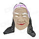 Old Woman Wearing Hat Style Rubber + Nylon Mask - Beige + Black