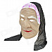 Old Woman Wearing Hat Style Rubber + Nylon Mask - Beige + Black