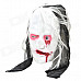 Holloween Party Cosplay Thinning White Hair One-eyed Zombie Mask - White + Black + Red