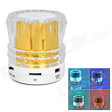 Mini Bluetooth V2.0 Speaker w/ Mini USB / USB 2.0 / FM / TF - Golden + White