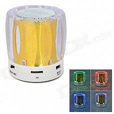 Mini Round Bluetooth V2.0 Speaker w/ Mini USB / USB 2.0 / FM / TF - Golden + White