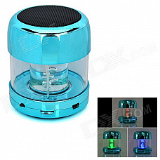 Mini Cylinder Shaped Bluetooth V2.0 Speaker w/ FM / TF / Mini USB / USB - Blue + Black + Transparent