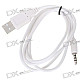 3.5mm Jack/Plug to USB Data Cable for Ipod Shuffle - White (100CM-Length)